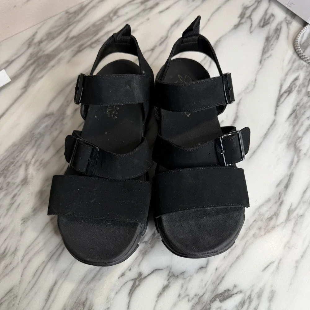 Skechers D'Lites 2.0 Cool Cosmos Chunky Black Strappy Sandals Women's Size 9